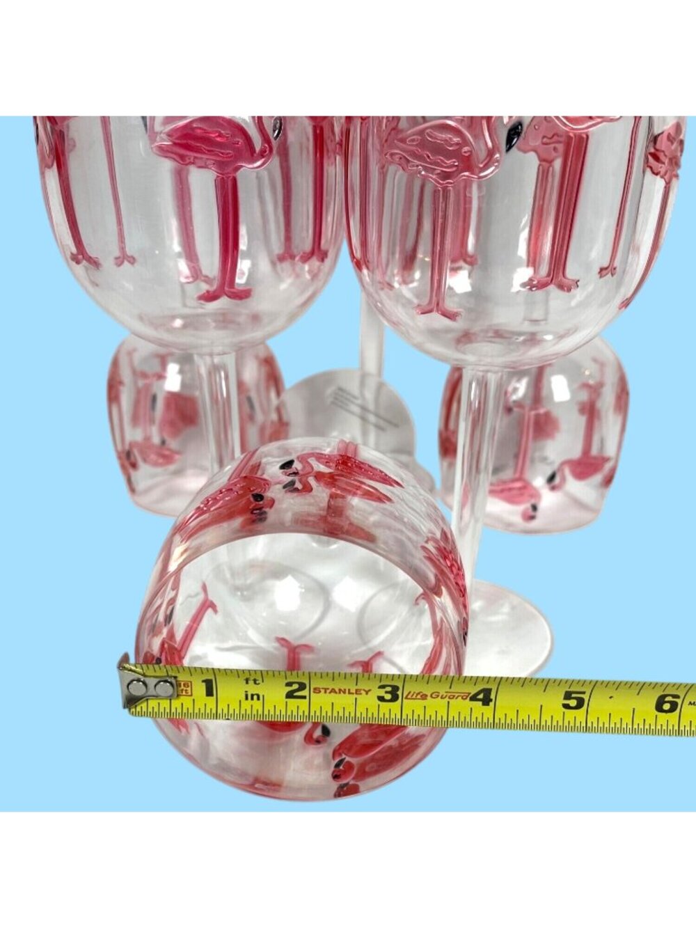 Pink Flamingo Acrylic Wine Water Glasses Set of 6 Outdoor Pool Party Beach GIFT - Picture 9 of 10